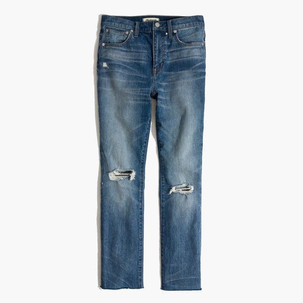 Madewell High-Rise Slim Boy Jean: Knee-Rip Edition